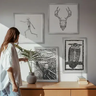Multi-piece wall decor set featuring an inspirational scream skull owl design
