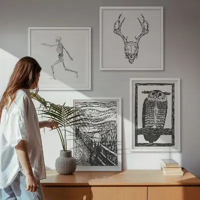 Multi-piece wall decor set featuring an inspirational scream skull owl design