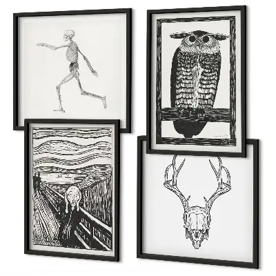 Multi-piece wall decor set featuring an inspirational scream skull owl design