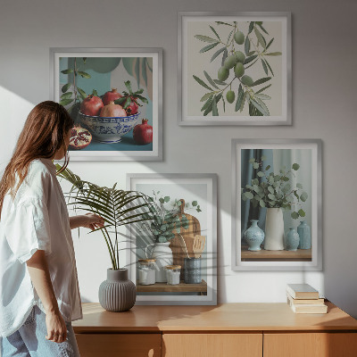 Wall art set Green olives eucalyptus