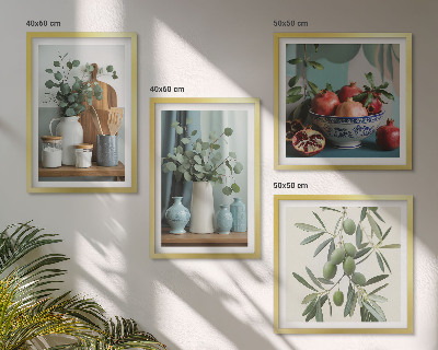Wall art set Green olives eucalyptus