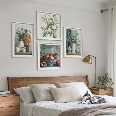 Wall art set Green olives eucalyptus