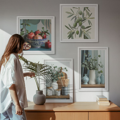 Wall art set Green olives eucalyptus
