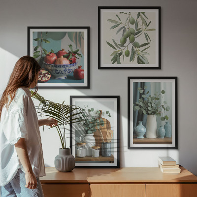 Wall art set Green olives eucalyptus
