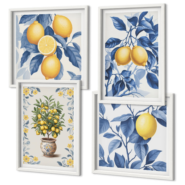Multi-piece wall decor set Lemon branches blue leaves