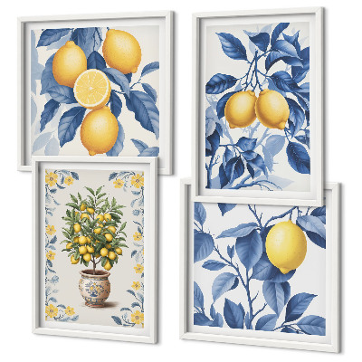 Multi-piece wall decor set Lemon branches blue leaves