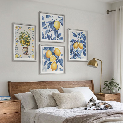 Multi-piece wall decor set Lemon branches blue leaves
