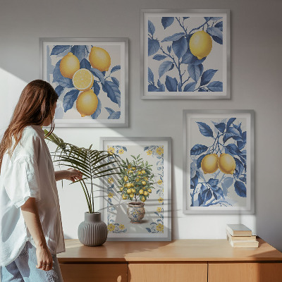 Multi-piece wall decor set Lemon branches blue leaves