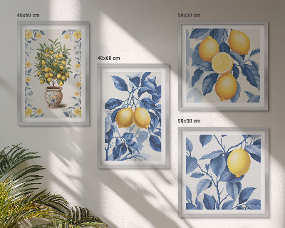 Multi-piece wall decor set Lemon branches blue leaves