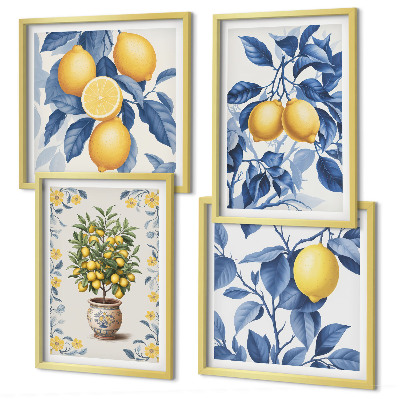 Multi-piece wall decor set Lemon branches blue leaves
