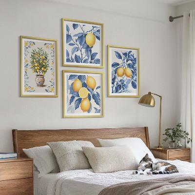 Multi-piece wall decor set Lemon branches blue leaves