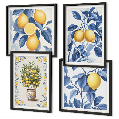 Multi-piece wall decor set Lemon branches blue leaves