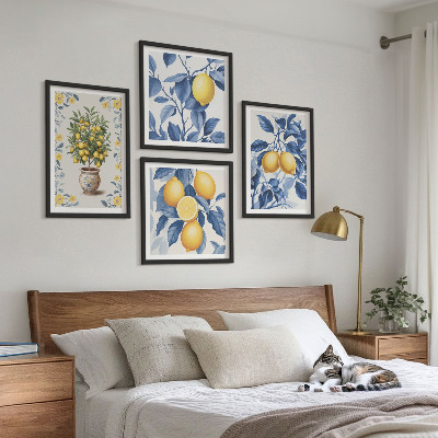 Multi-piece wall decor set Lemon branches blue leaves
