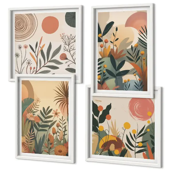 Wall art set with plant motifs in colors