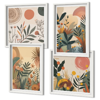 Wall art set Plant motifs in colors