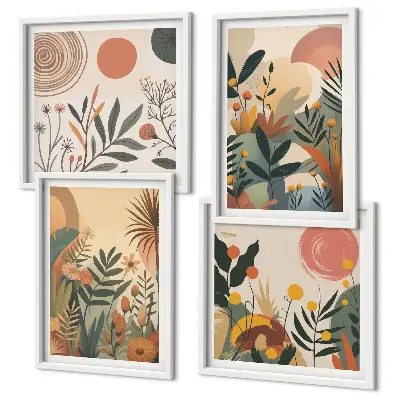 Wall art set with plant motifs in colors