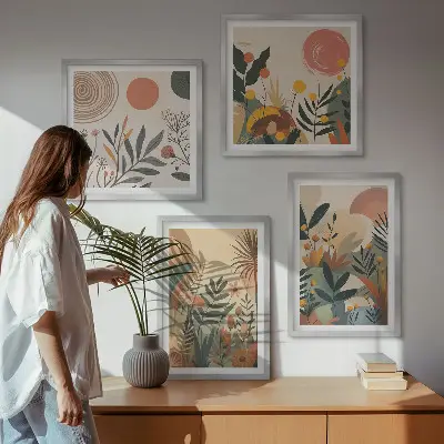 Wall art set with plant motifs in colors