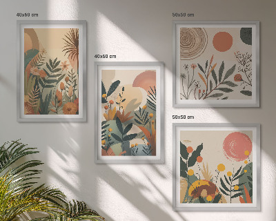 Wall art set Plant motifs in colors