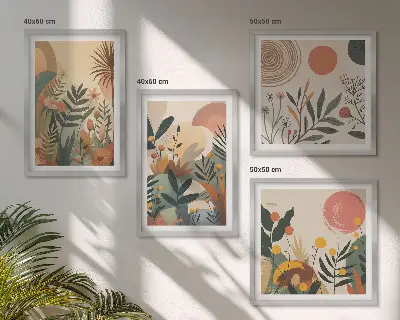 Wall art set with plant motifs in colors