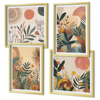 Wall art set Plant motifs in colors