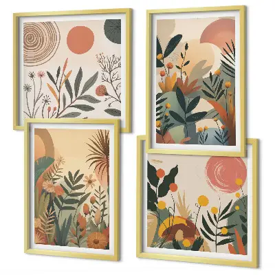 Wall art set with plant motifs in colors