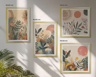 Wall art set with plant motifs in colors