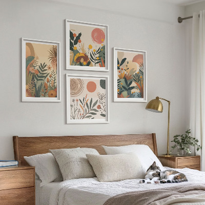 Wall art set Plant motifs in colors