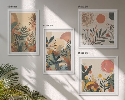 Wall art set Plant motifs in colors
