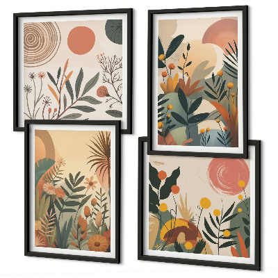 Wall art set Plant motifs in colors