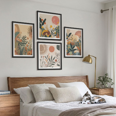 Wall art set Plant motifs in colors