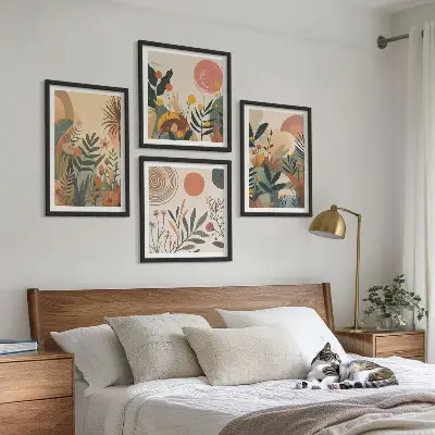 Wall art set with plant motifs in colors