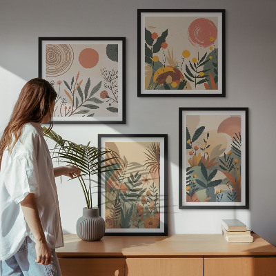 Wall art set Plant motifs in colors