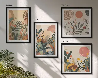 Wall art set with plant motifs in colors