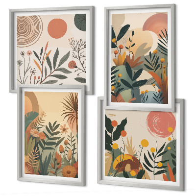 Wall art set Plant motifs in colors