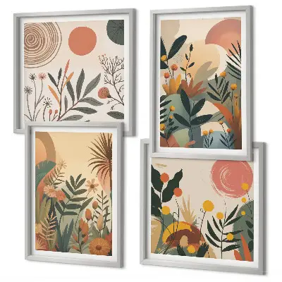 Wall art set with plant motifs in colors