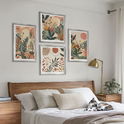 Set of 4 wall art pieces Pastel plant patterns