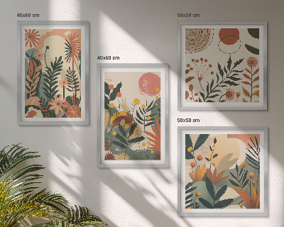 Set of 4 wall art pieces Pastel plant patterns