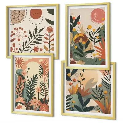 Pastel plant patterns wall art set of 4 pieces