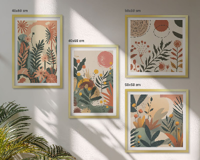 Set of 4 wall art pieces Pastel plant patterns