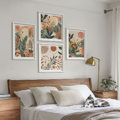 Set of 4 wall art pieces Pastel plant patterns