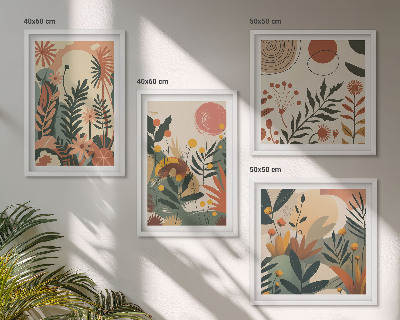Set of 4 wall art pieces Pastel plant patterns