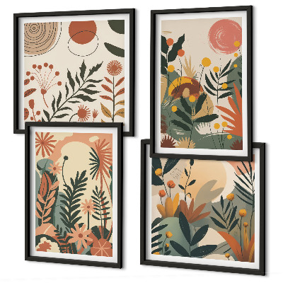 Set of 4 wall art pieces Pastel plant patterns