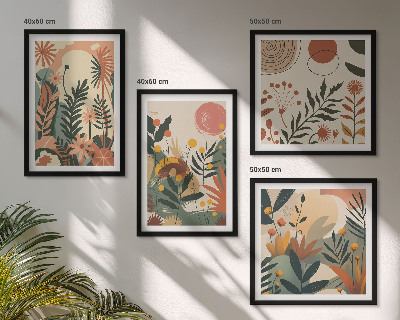 Set of 4 wall art pieces Pastel plant patterns