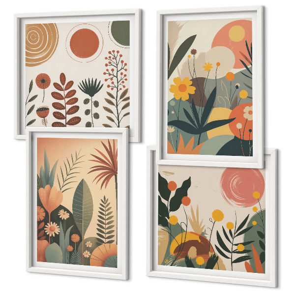 Multi-piece wall decor set Boho plant warm patterns