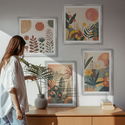 Multi-piece wall decor set Boho plant warm patterns
