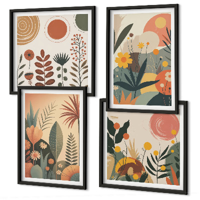 Multi-piece wall decor set Boho plant warm patterns