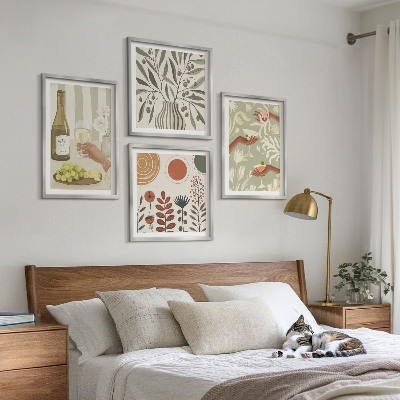 Set of 4 wall art pieces Olive blossoms rustic cocktails