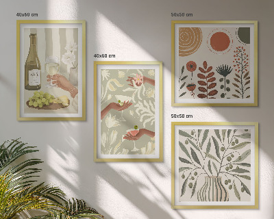 Set of 4 wall art pieces Olive blossoms rustic cocktails