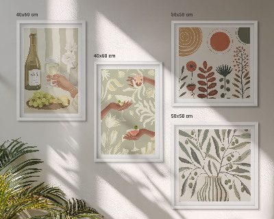 Set of 4 wall art pieces Olive blossoms rustic cocktails