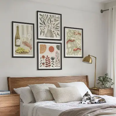 Olive blossoms rustic cocktails wall art set of 4 pieces